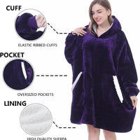 Oversized Wearable Blanket Hoodie - Cozy Sherpa Fleece Sweatshirt for Adults and Teens