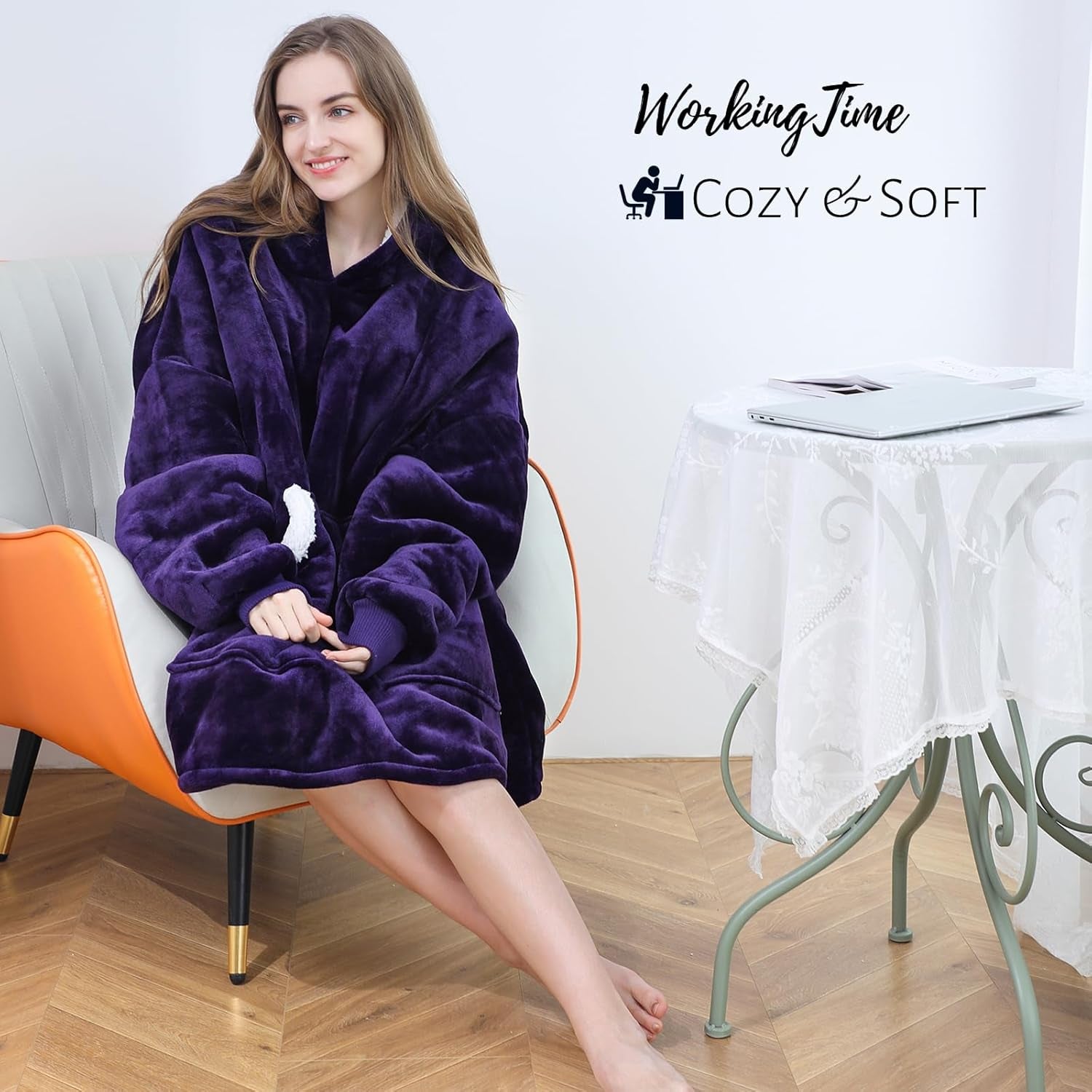 Oversized Wearable Blanket Hoodie - Cozy Sherpa Fleece Sweatshirt for Adults and Teens